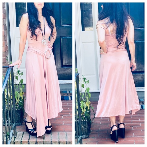 Gorgeous Rose Tank belted Asymmetrical Hem dress - Picture 3 of 9